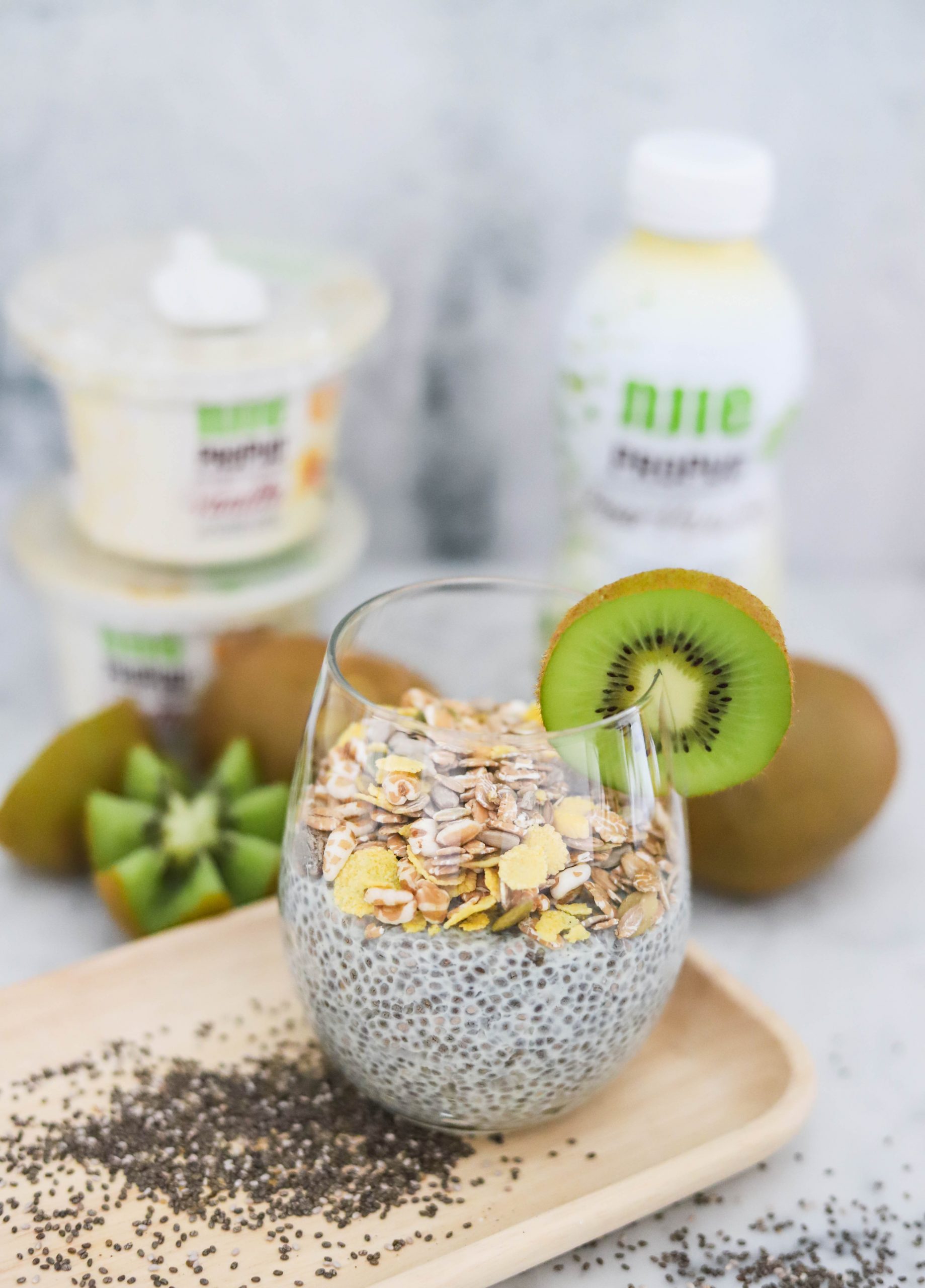 Chia pudding with matcha & kiwi - NJIE