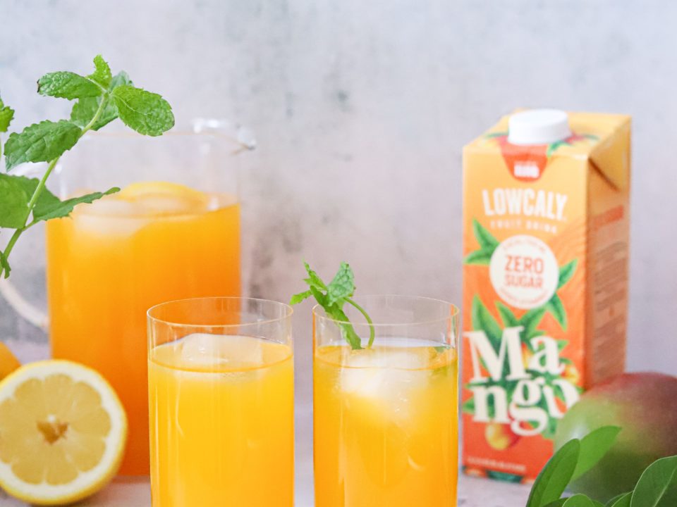 Image for a refreshing fruit drink recipe containing products from NJIE's Lowcaly brand.