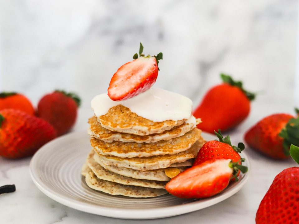 Image for a pancake cake recipe containing products from NJIE's ProPud brand.
